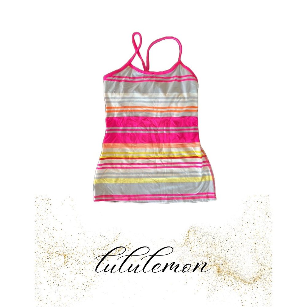 3/25$ Lululemon Power Y Tank Raspberry Glo Groovy Stripe